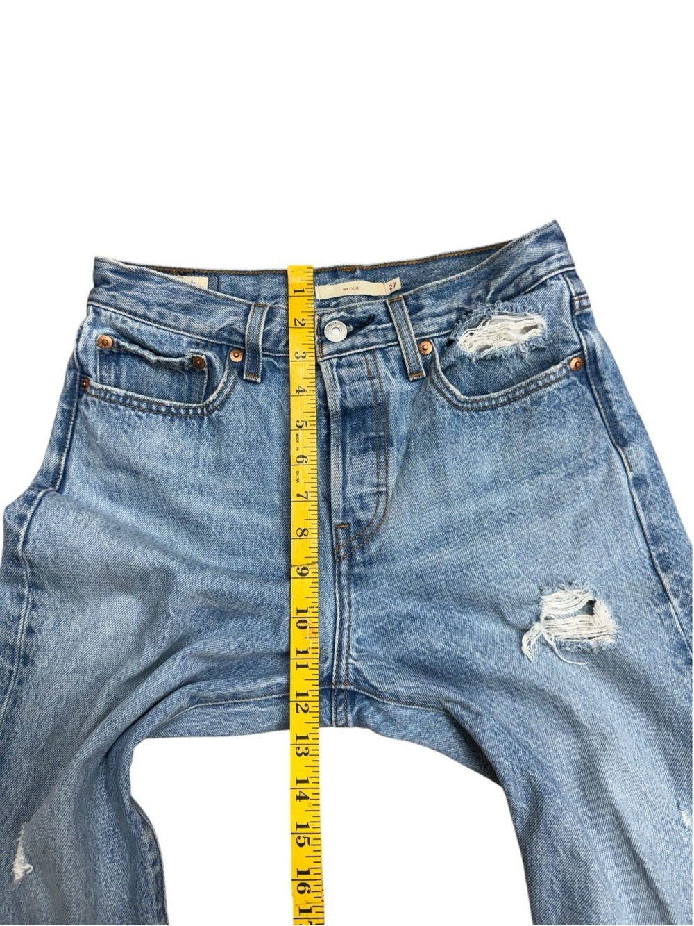 Women's Light Blue Distressed Bootcut Jeans - Picture 5 of 10